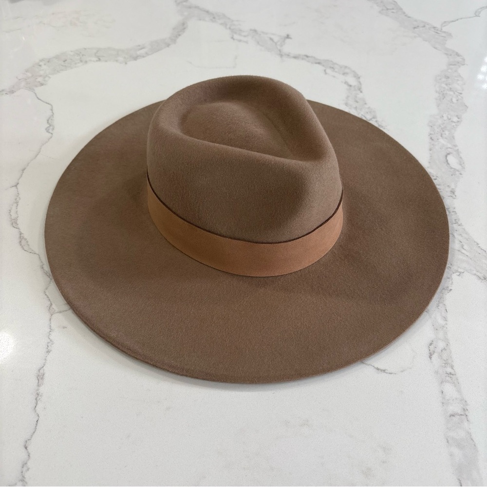 Ann Taylor Brown Wide-Brim Wool Hat
